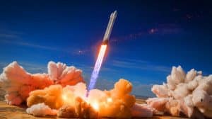 Illustration de l'échec spectaculaire du vol 8 du Starship de SpaceX. Image réalisée par IA.