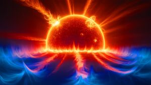 Illustration de la couronne solaire observée grâce à une optique adaptative innovante. Image réalisée par IA.