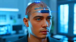 Illustration de la surveillance de la charge cognitive grâce à un tatouage temporaire. Image réalisée par IA.