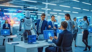 Illustration de l'impact de l'intelligence artificielle sur la stratégie d'entreprise de Klarna. Image réalisée par IA.