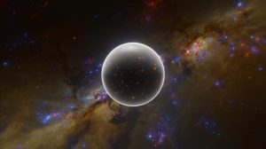 Illustration de la découverte de Teleios, une sphère céleste parfaitement régulière observée dans la Voie lactée. Image réalisée par IA.