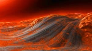 Illustration de stries sombres sur Mars révélant des processus éoliens. Image réalisée par IA.