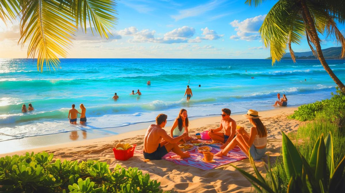 Illustration de la croyance populaire sur la baignade après un repas. Image réalisée par IA.