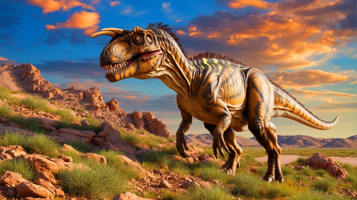 Illustration de Khankhuuluu mongoliensis, le dinosaure surnommé "prince des dragons". Image réalisée par IA.