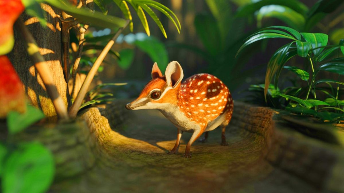 Illustration de petits chevrotains évoluant dans leur habitat naturel. Image réalisée par IA.