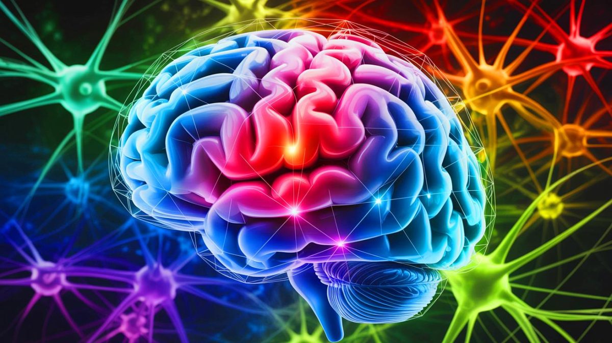 Illustration de formes complexes des régions cérébrales et leur lien avec le fonctionnement du cerveau. Image réalisée par IA.