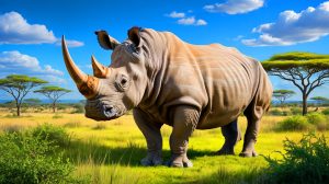 Illustration de l'écornage des rhinocéros pour réduire le braconnage. Image réalisée par IA.