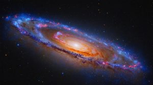 Illustration de la possible rencontre cosmique entre la Voie Lactée et la galaxie d'Andromède. Image réalisée par IA.