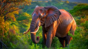 Illustration de l'éléphant fantôme Ousmane dans le parc national du Niokolo-Koba. Image réalisée par IA.