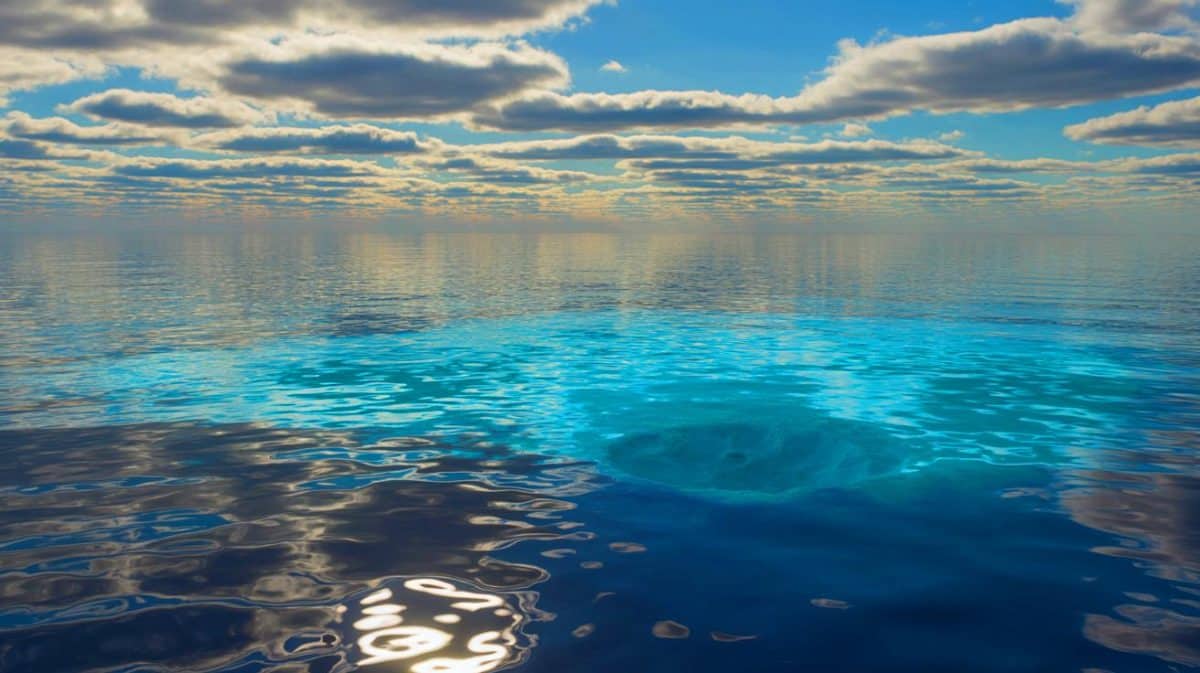 Illustration de la zone froide persistante au sud du Groenland dans l'océan Atlantique. Image réalisée par IA.