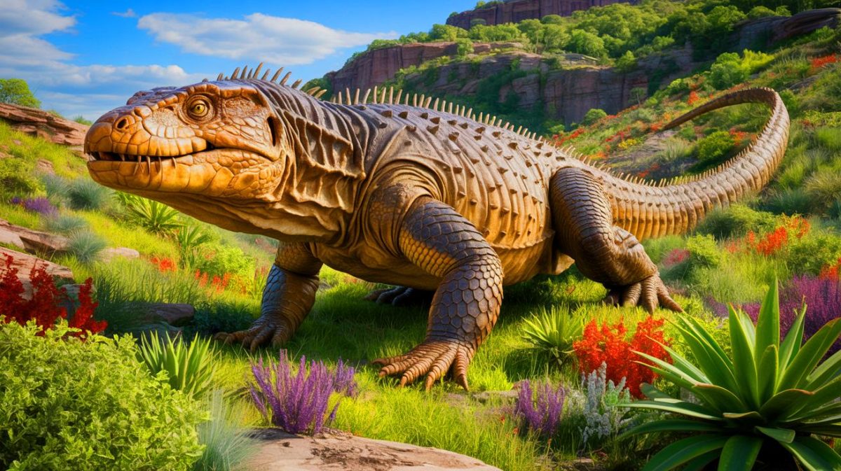 Illustration de Bolg amondol, un lézard géant préhistorique découvert dans l'Utah. Image réalisée par IA.