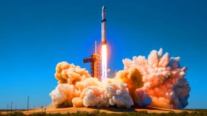 Illustration de l'explosion spectaculaire de la mégafusée Starship de SpaceX lors d'un test de routine. Image réalisée par IA.