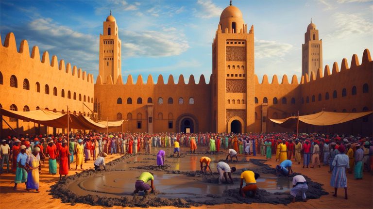 Des milliers de Maliens unis pour sauver l&rsquo;icône : l&rsquo;incroyable recrépissage de la majestueuse mosquée de Djenné fascine le monde entier