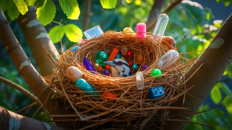 Des oiseaux designers : découvrez comment ces volatiles transforment leurs nids en œuvres d&rsquo;art avec des objets artificiels colorés et brillants