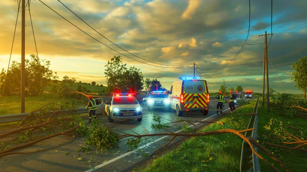 Illustration de violents orages ayant causé des pertes humaines et des dégâts matériels en France. Image réalisée par IA.