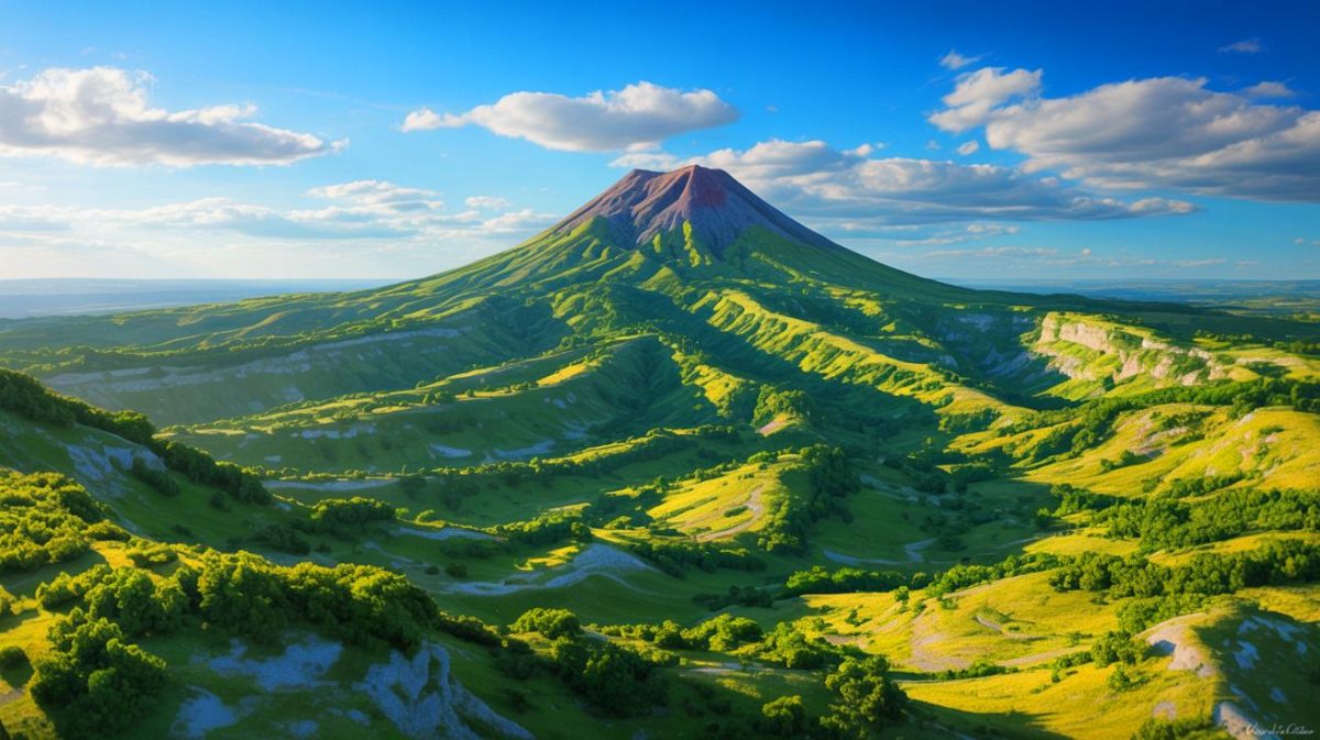 Des volcans en éruption en France : l’alerte d’un expert qui prédit un réveil imminent de ces géants de feu inattendus et dévastateurs Illustration de l'éventuelle réactivation des volcans du Massif central. Image réalisée par IA.