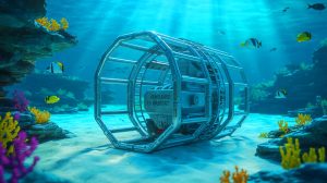 Illustration de l'habitat sous-marin Vanguard imprimé en 3D. Image réalisée par IA.
