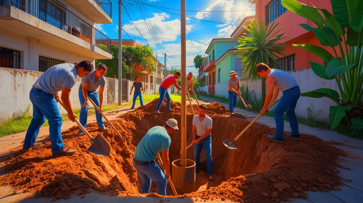 Illustration de la pénurie d'eau à Maracaibo et des habitants forant pour accéder à cette ressource essentielle. Image réalisée par IA.