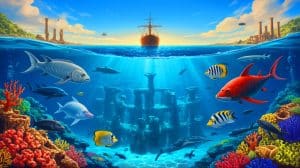 Illustration de la protection des océans et des découvertes archéologiques. Image réalisée par IA.