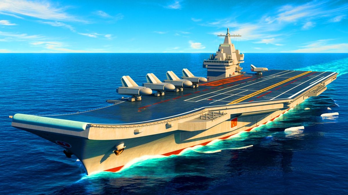 Illustration de l'avancée technologique du porte-avions chinois Fujian. Image réalisée par IA.
