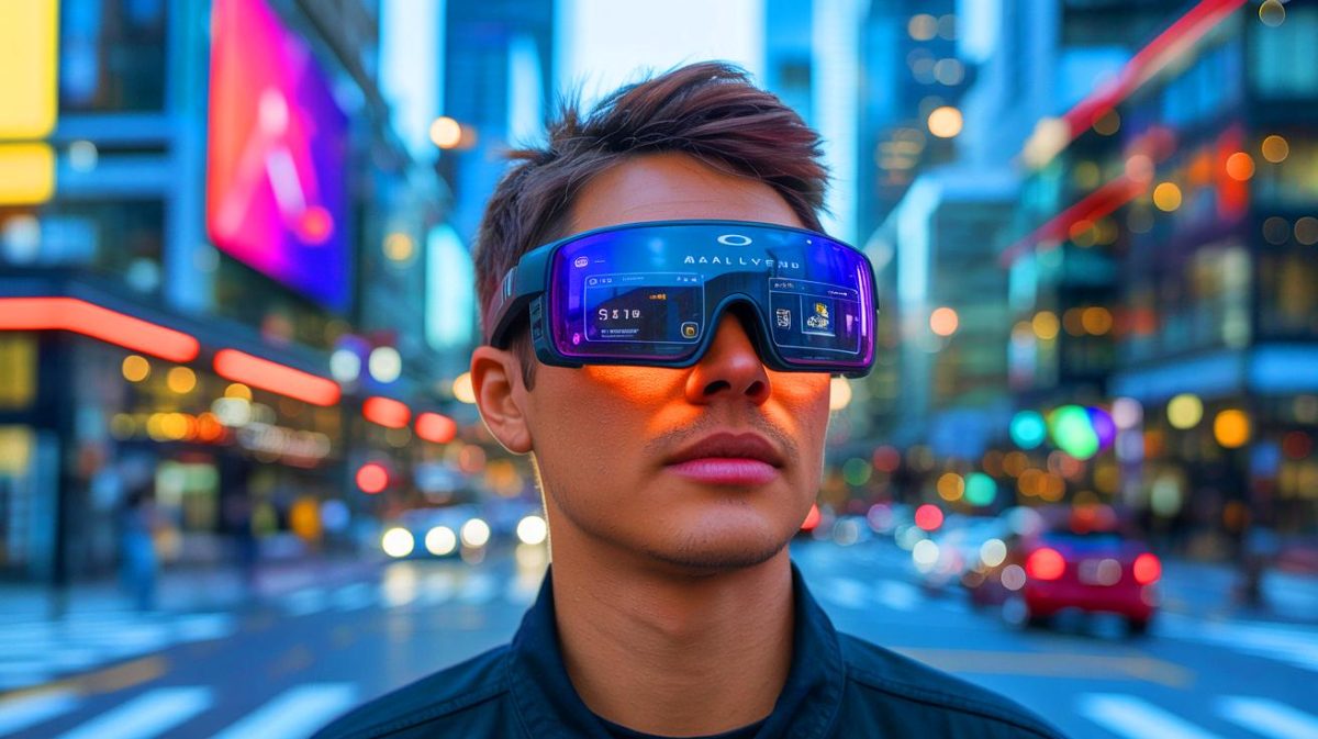 Illustration de l'impact potentiel des lunettes intelligentes Meta Oakley sur notre quotidien. Image réalisée par IA.