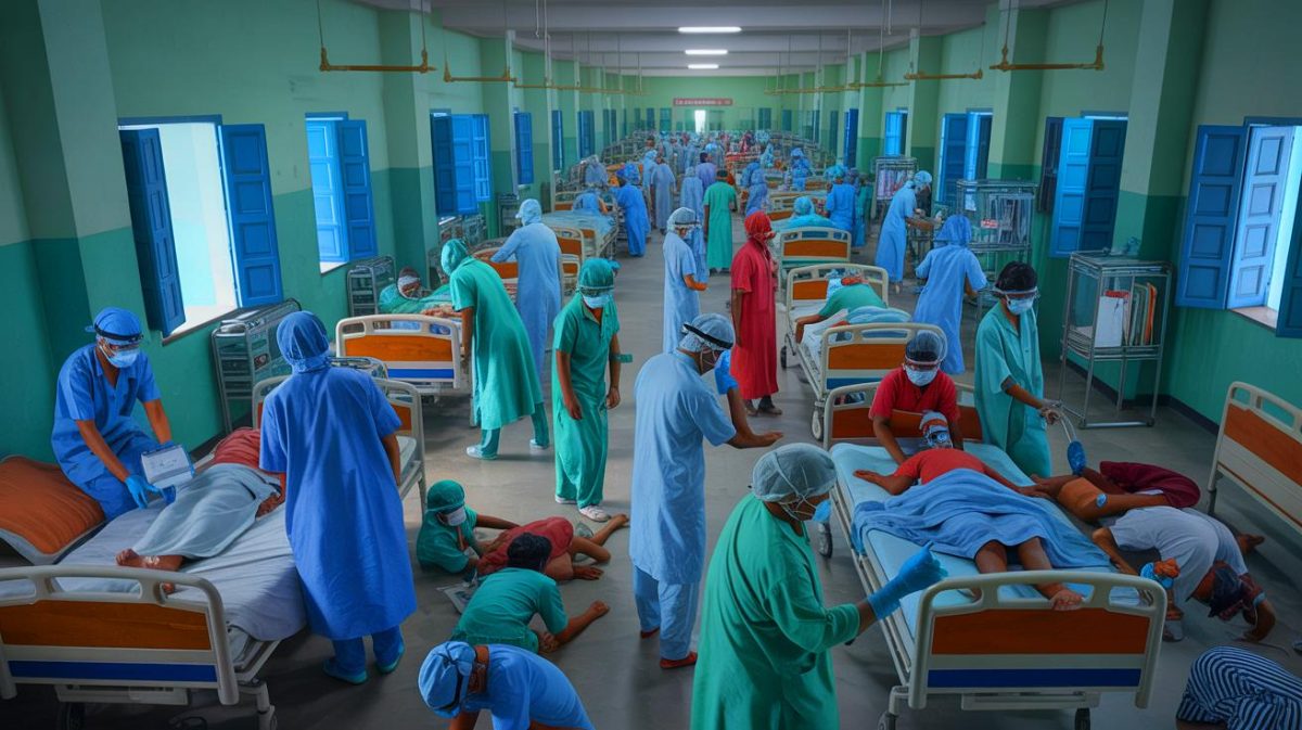 Illustration de la résurgence de la dengue au Bangladesh, exacerbée par le changement climatique. Image réalisée par IA.