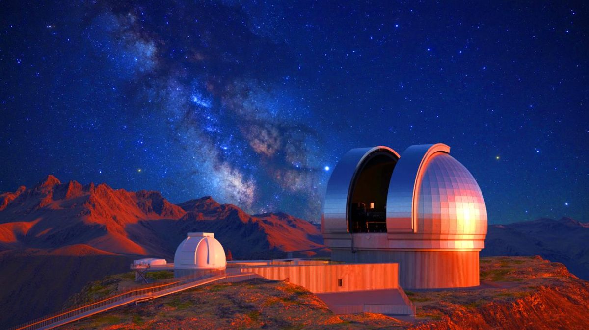 Illustration de l'Observatoire Vera Rubin au sommet des Andes chiliennes, prêt à explorer le cosmos. Image réalisée par IA.
