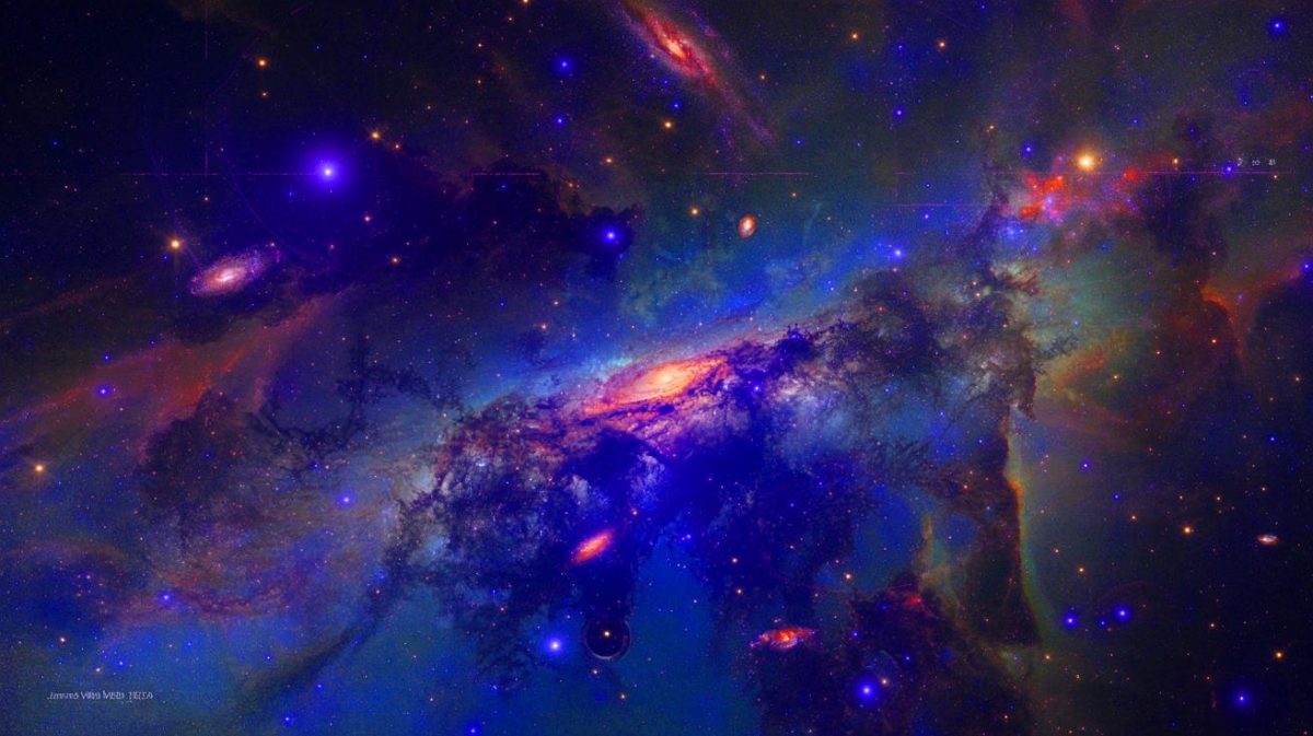 La plus grande carte cosmique de l’histoire accessible en ligne : découvrez ce trésor galactique qui redéfinit notre compréhension de l’univers à une échelle inédite Illustration de la plus grande carte interactive du ciel issue des observations du télescope spatial James Webb. Image réalisée par IA.