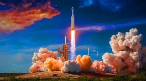 Illustration de la menace de la présidente mexicaine de poursuivre SpaceX pour pollution transfrontalière. Image réalisée par IA.