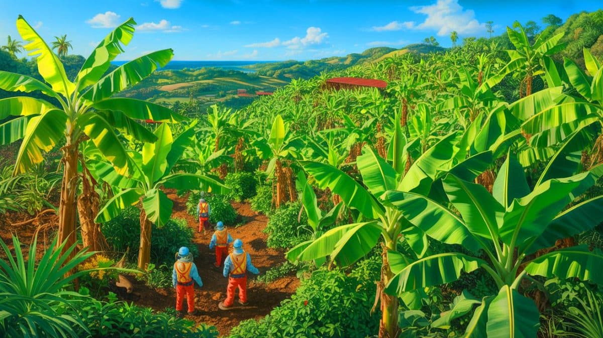 Illustration de la reconnaissance de la responsabilité de l'État dans le scandale du chlordécone aux Antilles. Image réalisée par IA.
