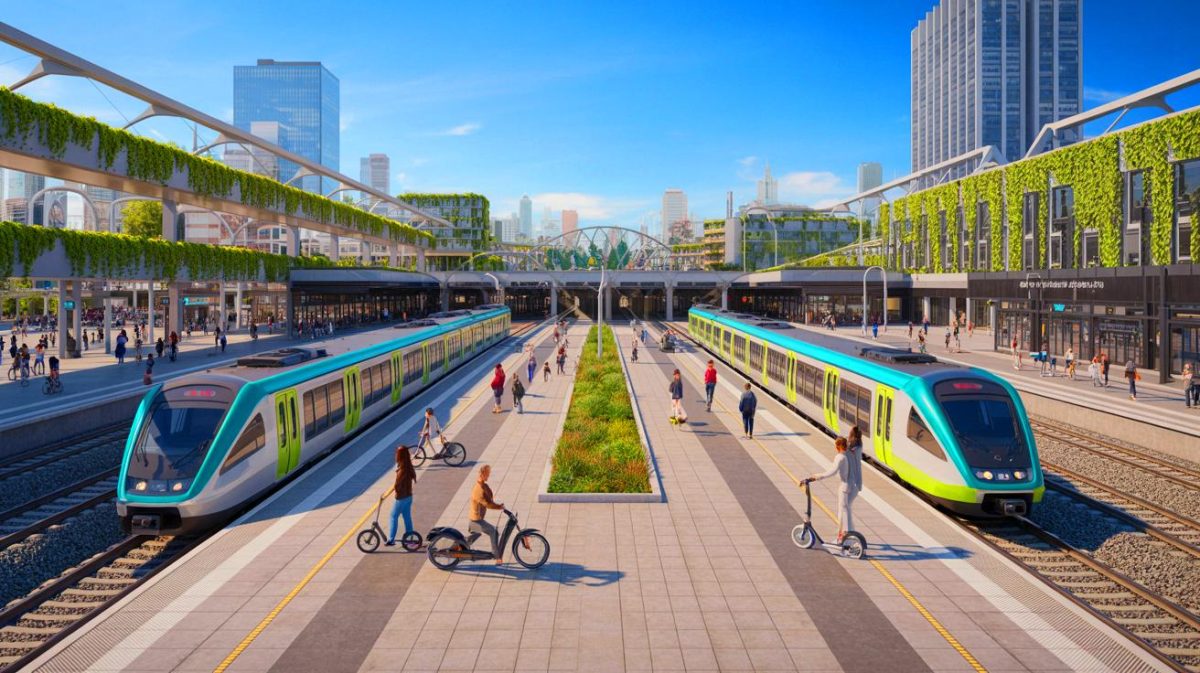 La SNCF déclenche une incroyable transformation : découvrez comment Connect & Tech propulse l’avenir des mobilités durables en France et au-delà Illustration de la plateforme SNCF Connect intégrant des solutions de mobilité durable. Image réalisée par IA.