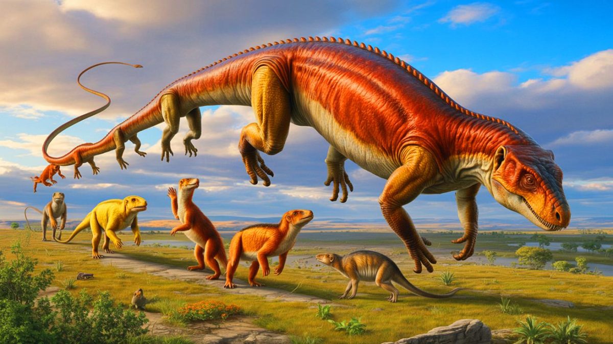 Illustration de l'évolution des mammifères vers une posture érigée. Image réalisée par IA.