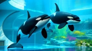 Illustration de la situation des orques à Marineland d'Antibes. Image réalisée par IA.