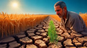 Illustration de la crise alimentaire en Syrie due à une sécheresse historique. Image réalisée par IA.