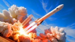Illustration de l'explosion du Starship décrite comme un « désassemblage rapide imprévu » par SpaceX. Image réalisée par IA.