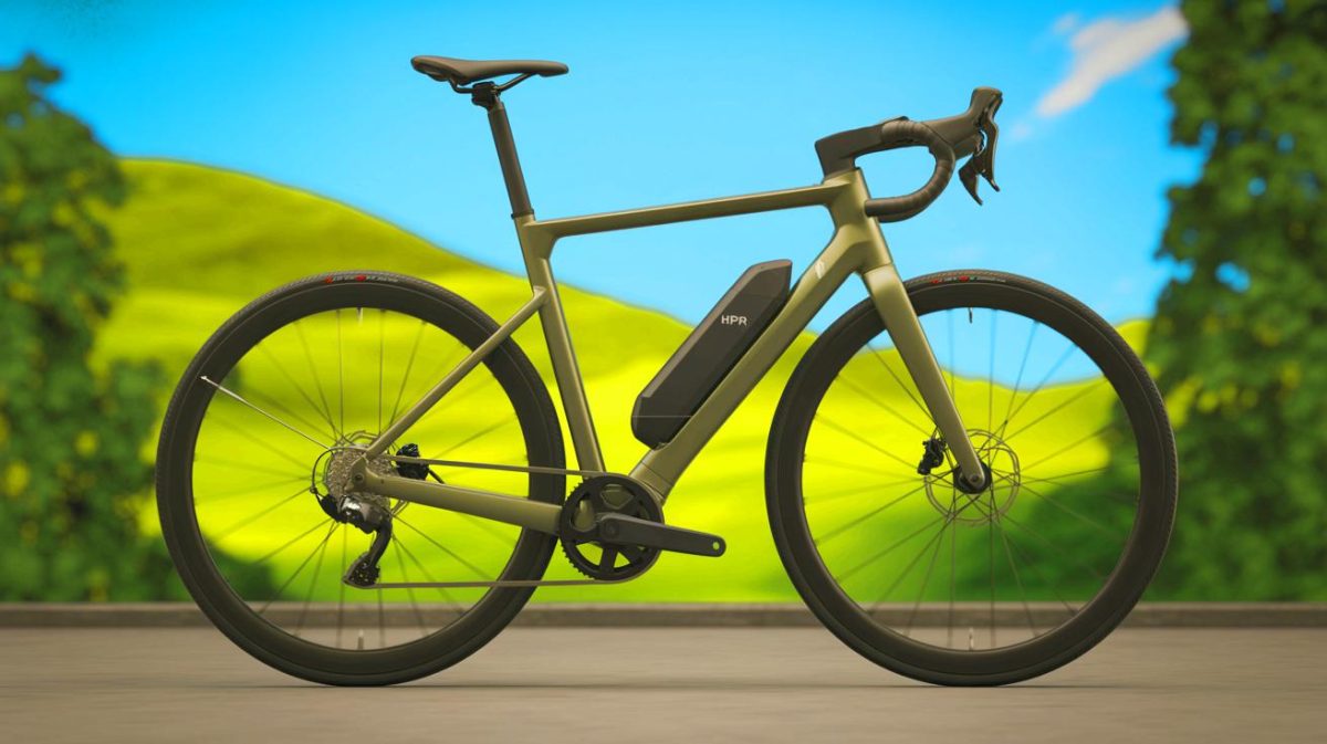 Illustration de la compacité et de l'intégration discrète du moteur électrique HPR40 sur un vélo de route. Image réalisée par IA.