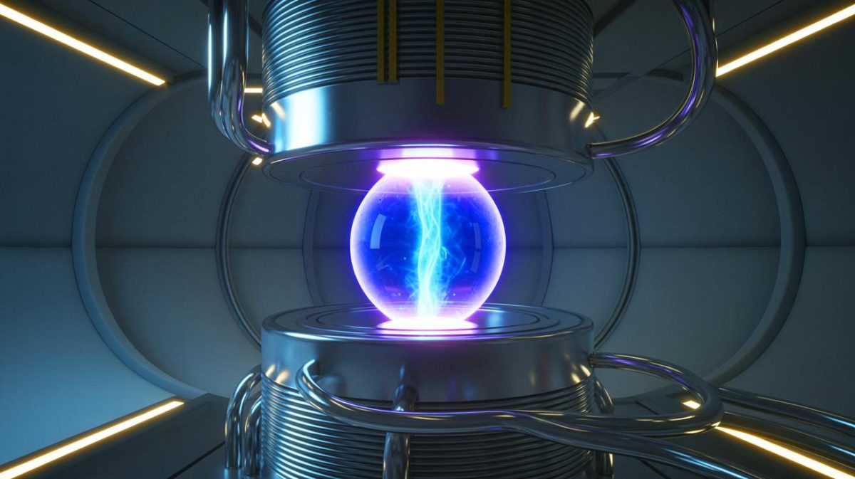 Illustration de la stabilisation d'un plasma à 30 millions de degrés dans le stellarator Wendelstein 7-X. Image réalisée par IA.