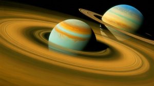 Illustration de l'atmosphère oscillante de Titan, la lune de Saturne. Image réalisée par IA.