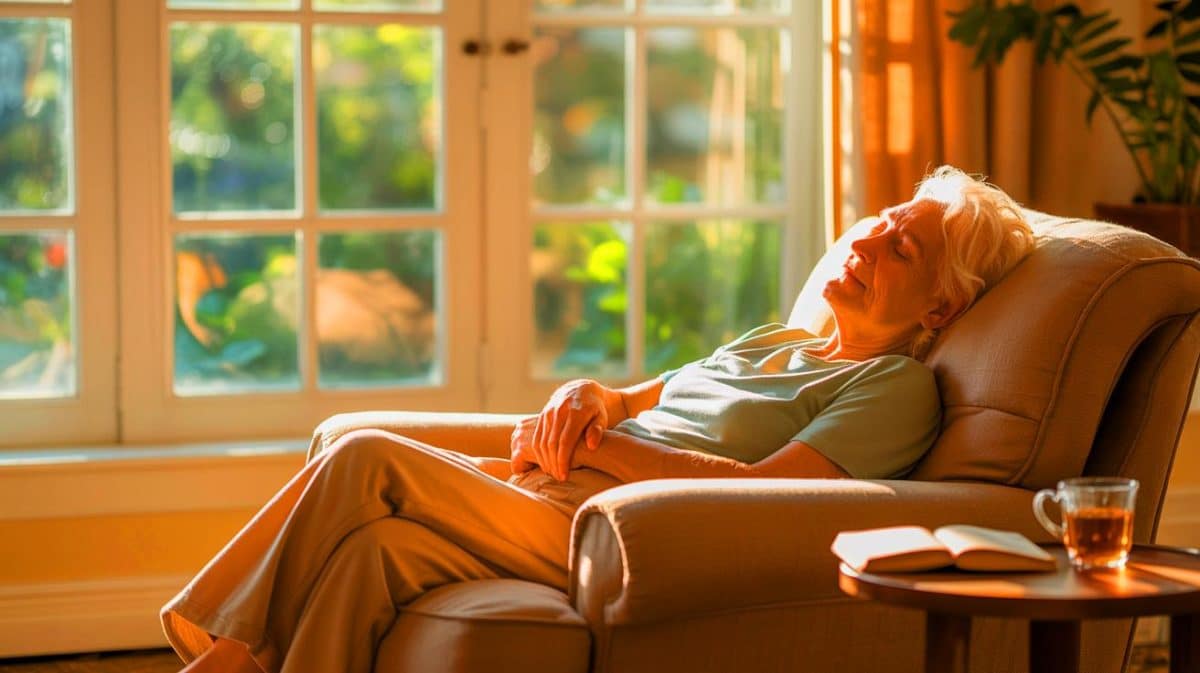 Illustration de divers types de sieste chez les seniors et leurs implications sur la santé. Image réalisée par IA.