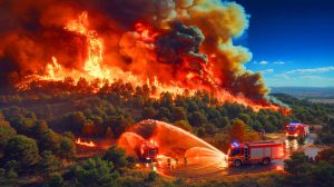 Illustration de l'incendie dévastateur dans l'Aude ravageant 400 hectares. Image réalisée par IA.
