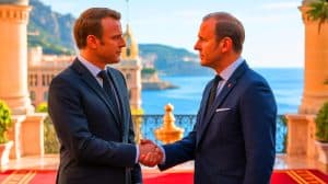 Illustration de la visite d'État du président Emmanuel Macron à Monaco et des échanges sur la protection des océans. Image réalisée par IA.