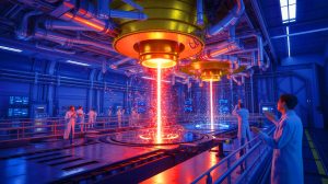 Illustration de la transformation du plomb en or au CERN. Image réalisée par IA.