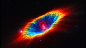 Illustration de la nébuleuse de l'Œil de Chat capturée par l'astrophotographe Emil Andronic. Image réalisée par IA.