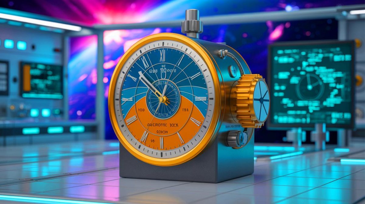 Illustration de l'effet des horloges atomiques sur notre perception du temps. Image réalisée par IA.