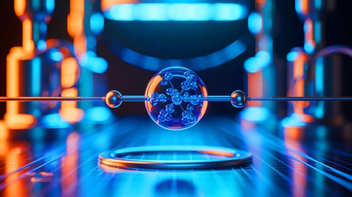 Quand l’invisible devient visible : cette photographie d’atome bouleverse notre perception de la réalité microscopique et défie les lois de la physique Illustration de la photographie inédite d'un atome de strontium capturé entre deux électrodes. Image réalisée par IA.