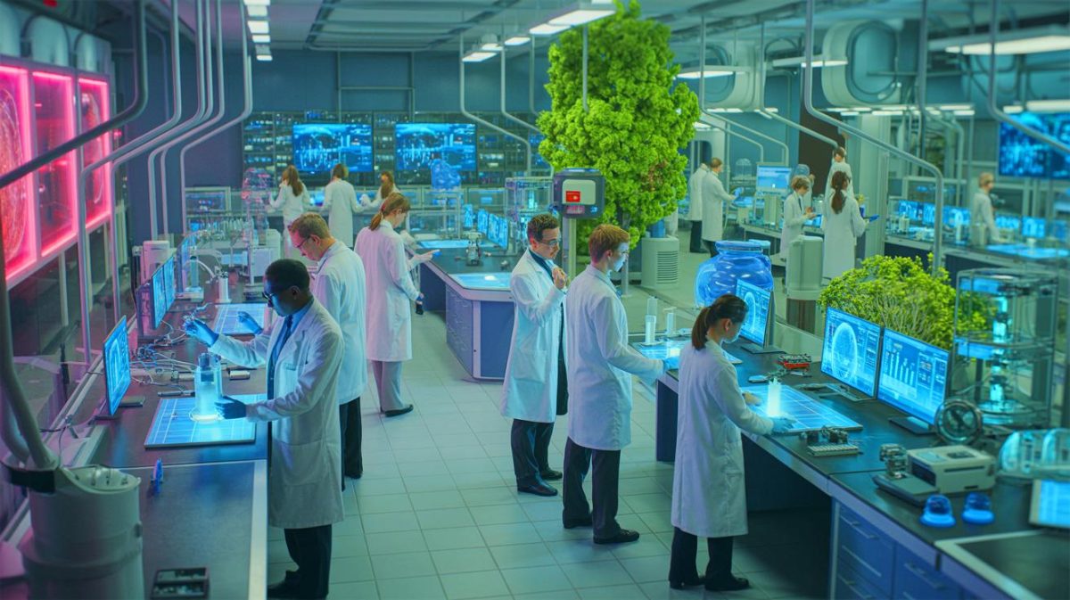 Illustration de l'impact des avancées scientifiques sur la santé et la société. Image réalisée par IA.