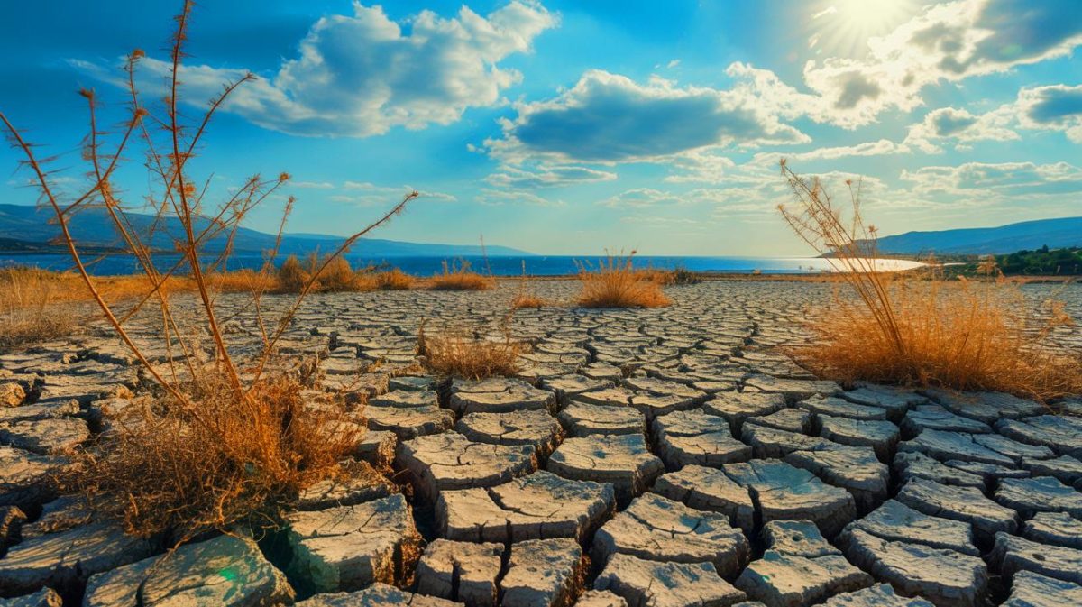 Illustration de la sécheresse record en Europe et sur le pourtour méditerranéen en mai 2025. Image réalisée par IA.