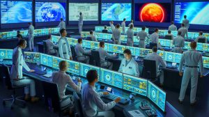 Illustration de la transformation de la NASA sous l'administration Trump, privilégiant les missions spectaculaires au détriment de la recherche scientifique. Image réalisée par IA.