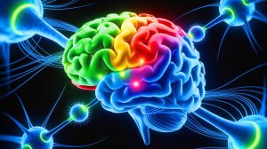 Illustration de l'aire tegmentale ventrale et ses capacités prédictives révélées par une recherche en neurosciences et intelligence artificielle. Image réalisée par IA.