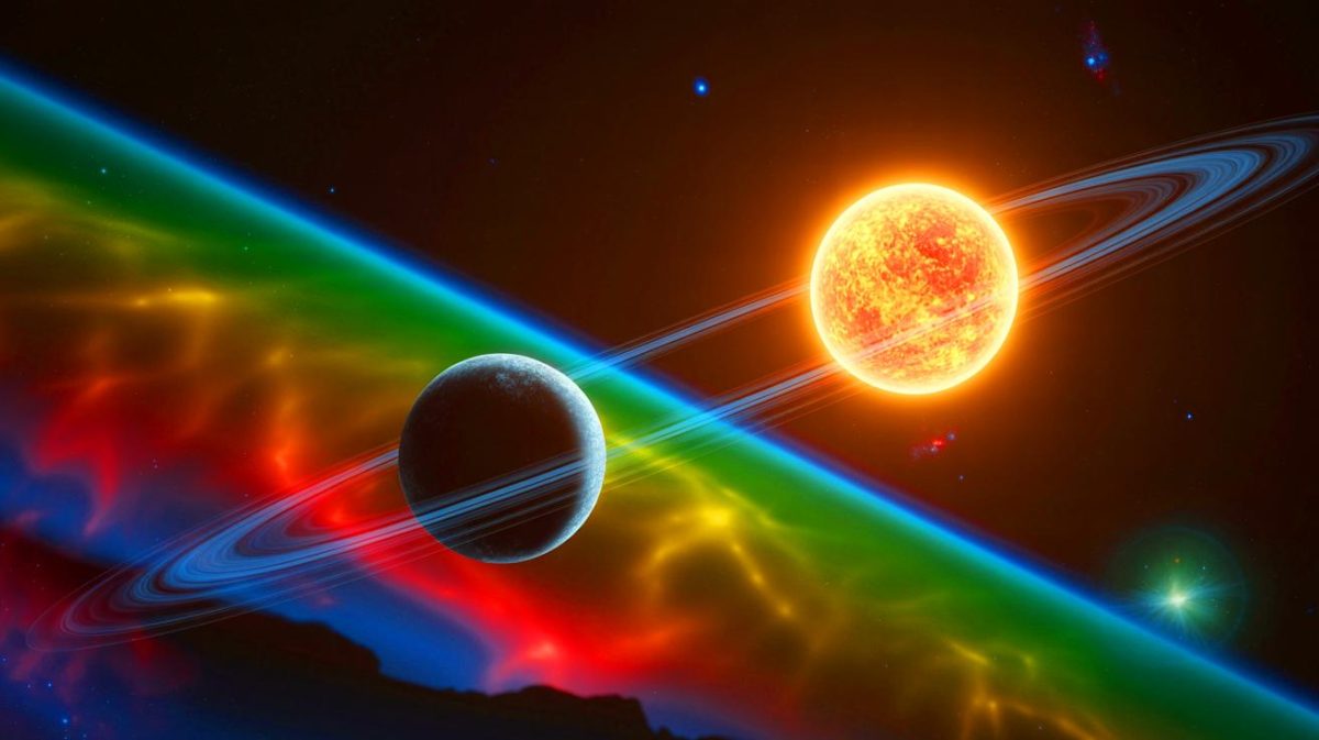 Illustration de deux astres instables entourés de mystère cosmique. Image réalisée par IA.